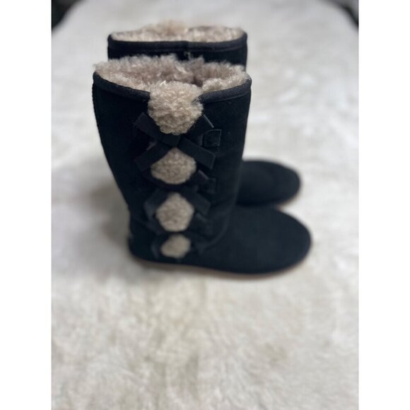 Koolaburra Victoria Spencer suede black fur boot women size 7 - Picture 1 of 9